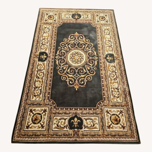 Used Vintage/Antique Green Wool Area Rug 5' x 8' for sale on AptDeco