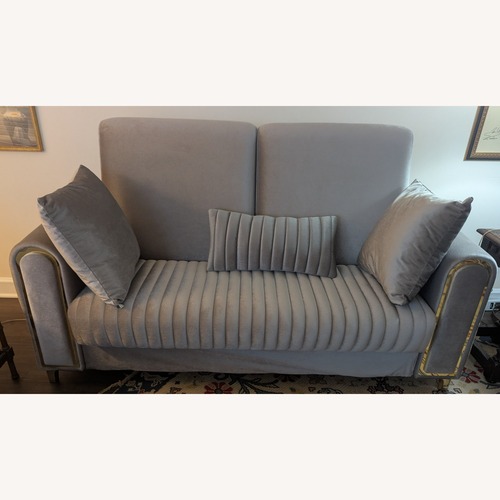 Used Wayfair Light Gray Velvet Sleeper Sofa for sale on AptDeco