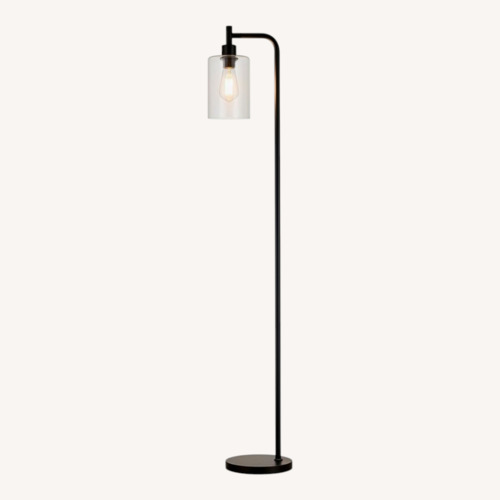 Used Industrial Floor Lamp With Glass Shade - Black for sale on AptDeco