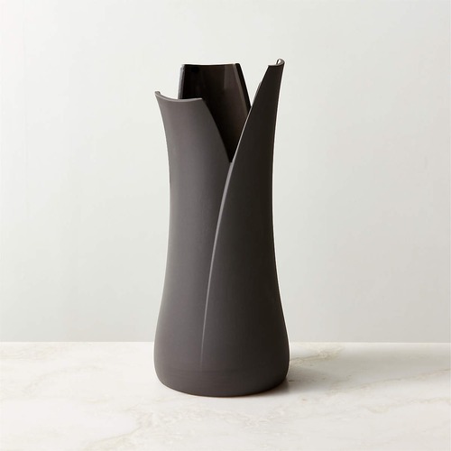 Used CB2 Kos Charcoal Grey Porcelain Vase for sale on AptDeco