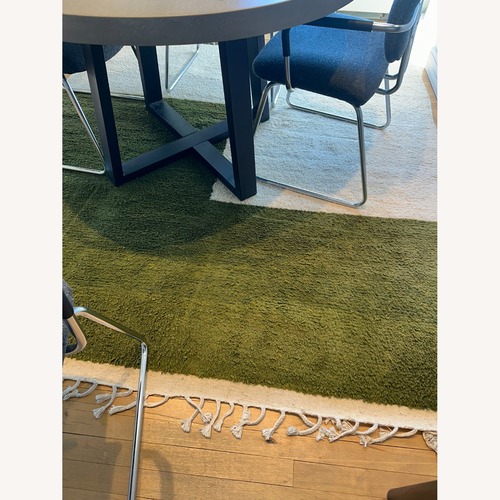 Used White and Green Geometric Pattern Square Rug for sale on AptDeco