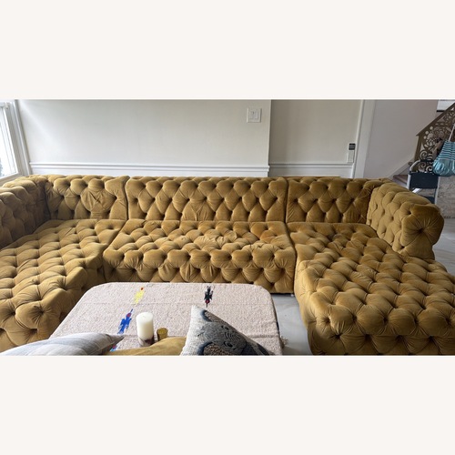 Used Gold Fabric 3+ Piece Sectional for sale on AptDeco