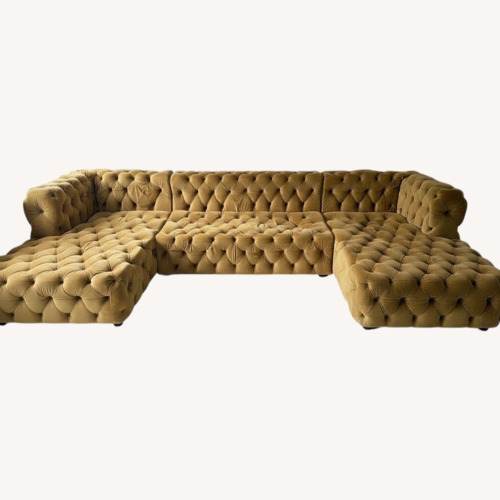 Used Gold Fabric 3+ Piece Sectional for sale on AptDeco