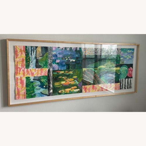 Used Original Mixed-Media Garden & Water Lily Collage  for sale on AptDeco