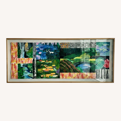 Used Original Mixed-Media Garden & Water Lily Collage  for sale on AptDeco