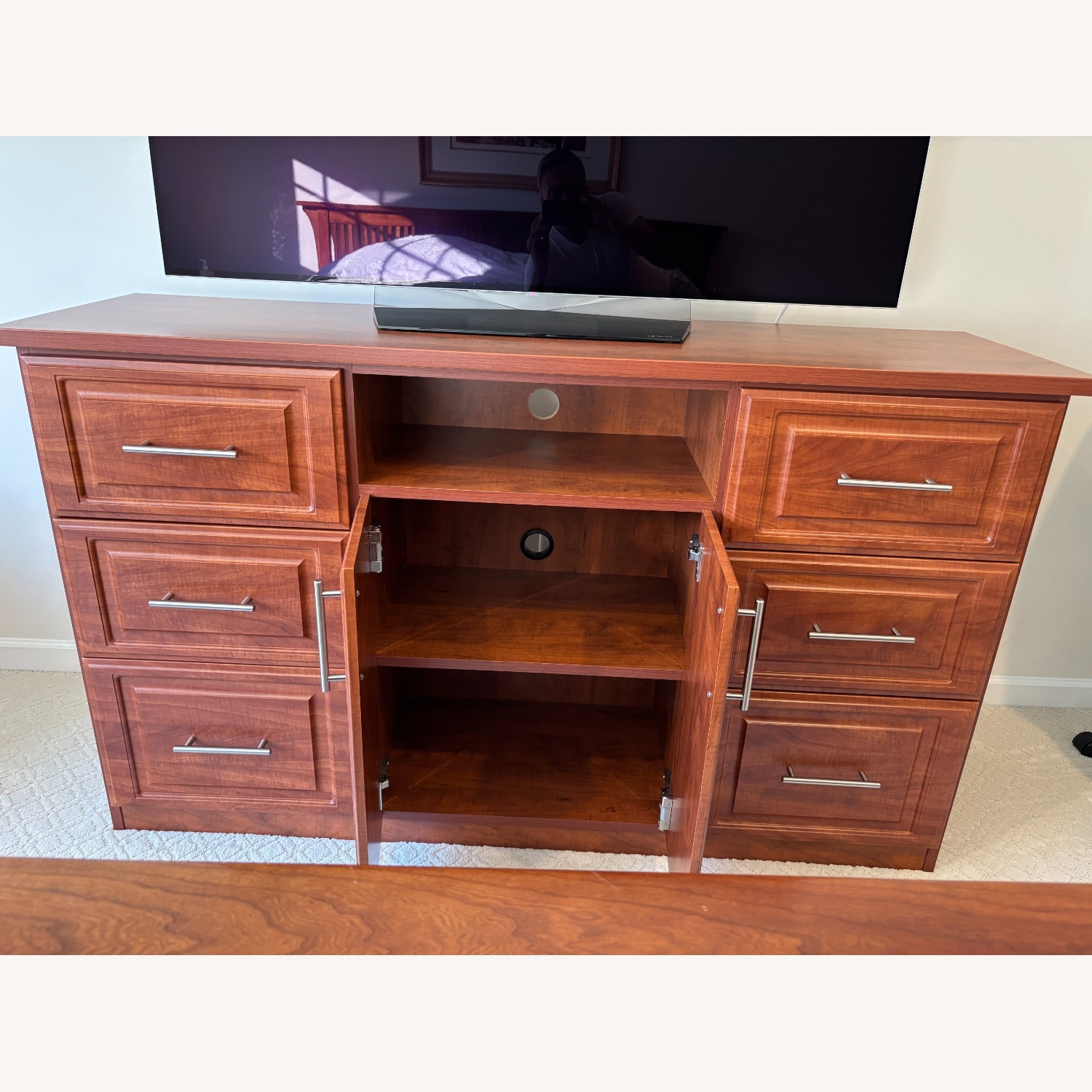 Light Brown Wood Media Storage - image-3