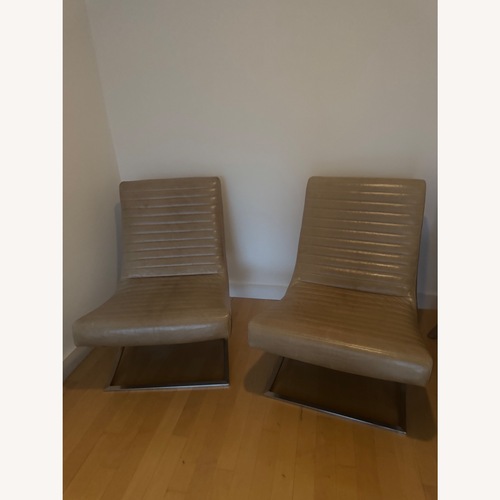 Used Crate & Barrel Camel Leather Cooper Lounge Chairs for sale on AptDeco