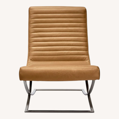 Used Crate & Barrel Camel Leather Cooper Lounge Chairs for sale on AptDeco