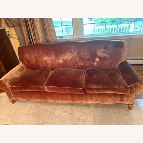 Used Custom Camelback Copper Velvet Sofa for sale on AptDeco