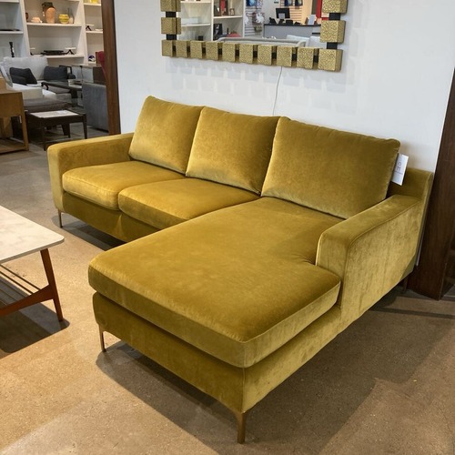 Used Interior Define Velvet 3-Seat Sectional Marigold  for sale on AptDeco