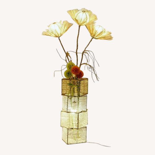 Used Wayfair Natural Flower Wicker Floor Lamp for sale on AptDeco