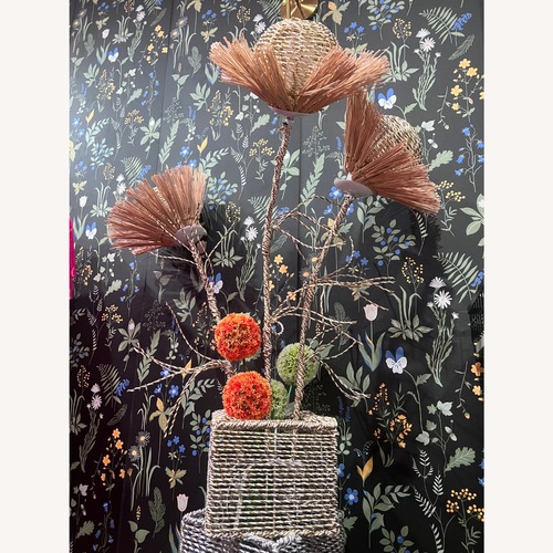 Used Wayfair Natural Flower Wicker Floor Lamp for sale on AptDeco