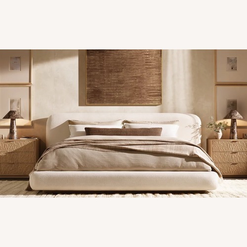 Used Restoration Hardware Lola Extended Panel Bed King | Natural for sale on AptDeco