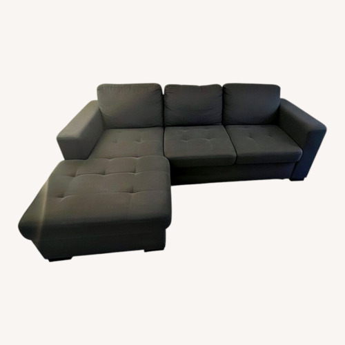 Used Blue 2 Piece Sectional w Pillows for sale on AptDeco