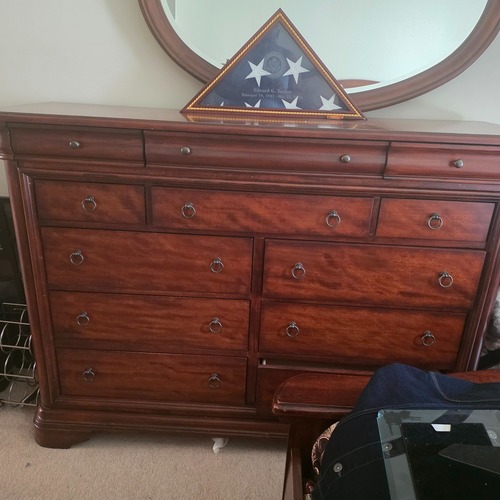 Used Vintage/Antique Finds Dark Brown Wood Dresser for sale on AptDeco