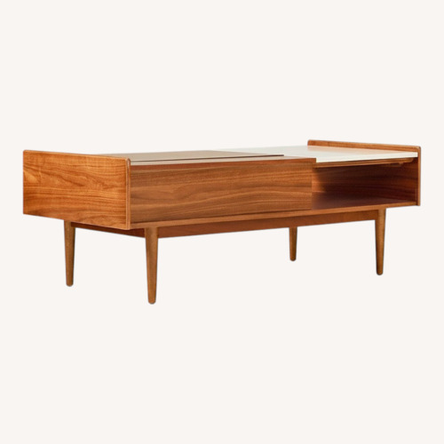 Used West Elm Mid-Century Marble Pop-Up Coffee Table 48" for sale on AptDeco