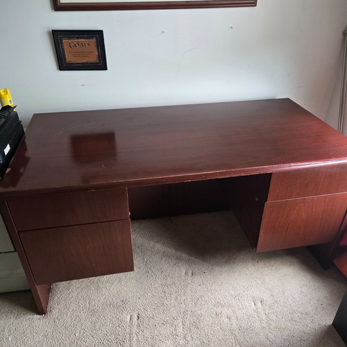 Used Vintage/Antique Finds Dark Brown Wood Veneer Desk for sale on AptDeco