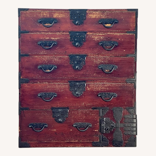 Used Vintage/Antique Japanese Tansu in Maroon for sale on AptDeco
