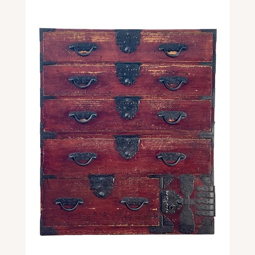 Used Vintage/Antique Japanese Tansu in Maroon for sale on AptDeco