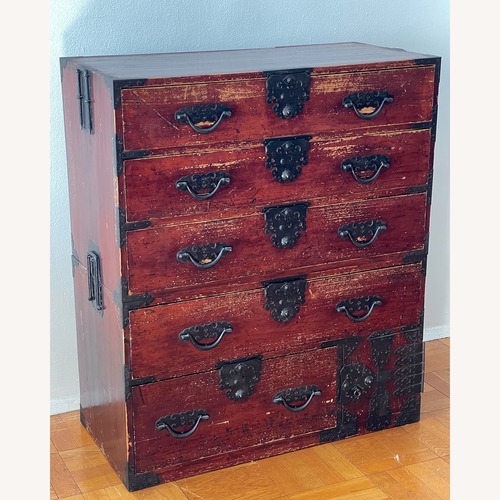 Used Vintage/Antique Japanese Tansu in Maroon for sale on AptDeco