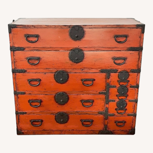 Used Vintage/Antique Japanese Orange Lacquered Tansu for sale on AptDeco