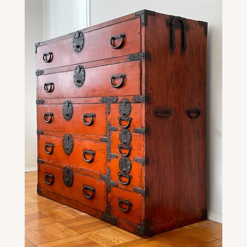 Used Vintage/Antique Japanese Orange Lacquered Tansu for sale on AptDeco