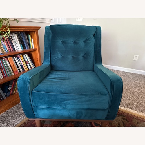 Used Joybird Blue Velvet Armchair for sale on AptDeco