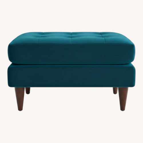 Used Joybird Blue Velvet Eliot Ottoman for sale on AptDeco