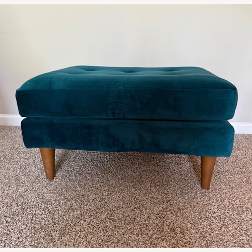 Used Joybird Blue Velvet Eliot Ottoman for sale on AptDeco