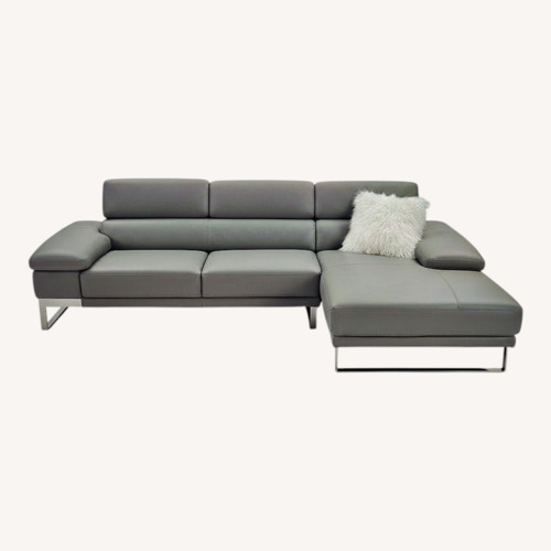 Used Lazzoni Domus Grey Leather Sectional  for sale on AptDeco