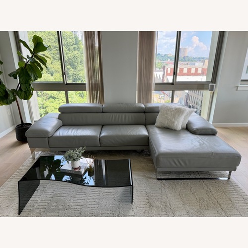 Used Lazzoni Domus Grey Leather Sectional  for sale on AptDeco