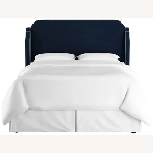 Used One King’s Lane Aurora Navy Wingback Headboard for sale on AptDeco