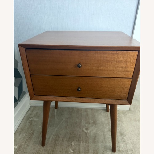 Used West Elm Mid-Century Dark Brown Wood Side Table for sale on AptDeco