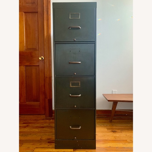 Used Vintage Shaw Walker Olive Green Steel File Cabinet for sale on AptDeco