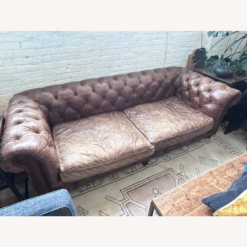 Used Vintage Distressed Leather Chesterfield Sofa for sale on AptDeco