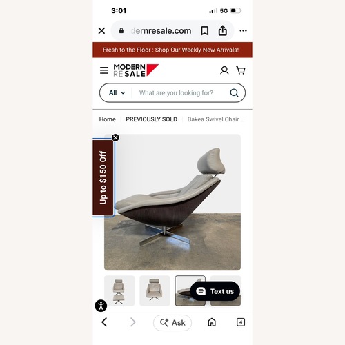 Used Roche Bobois Bakea White Leather Accent Chair for sale on AptDeco