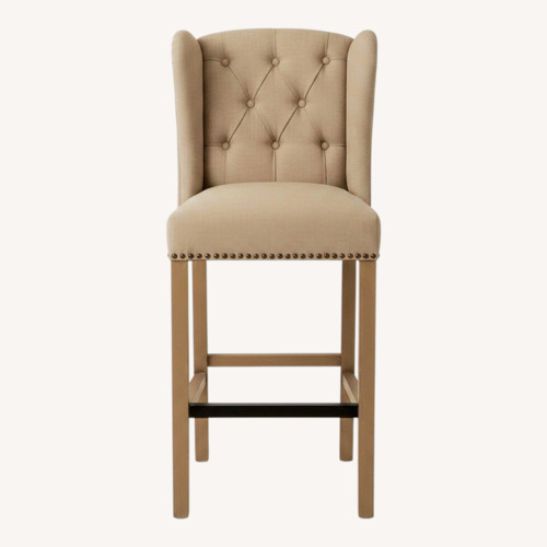 Used Tufted Tan-Brown Bar Height Stool Set for sale on AptDeco