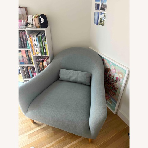 Used Crate & Barrel Pennie Blue Fabric Accent Chair for sale on AptDeco