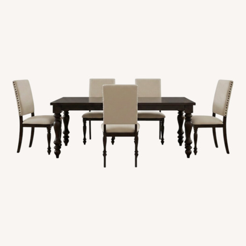 Used Raymour & Flanigan Dark Brown Wood Dining Set for sale on AptDeco