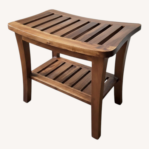 Used Light Brown Teak Wood Shower Bench for sale on AptDeco