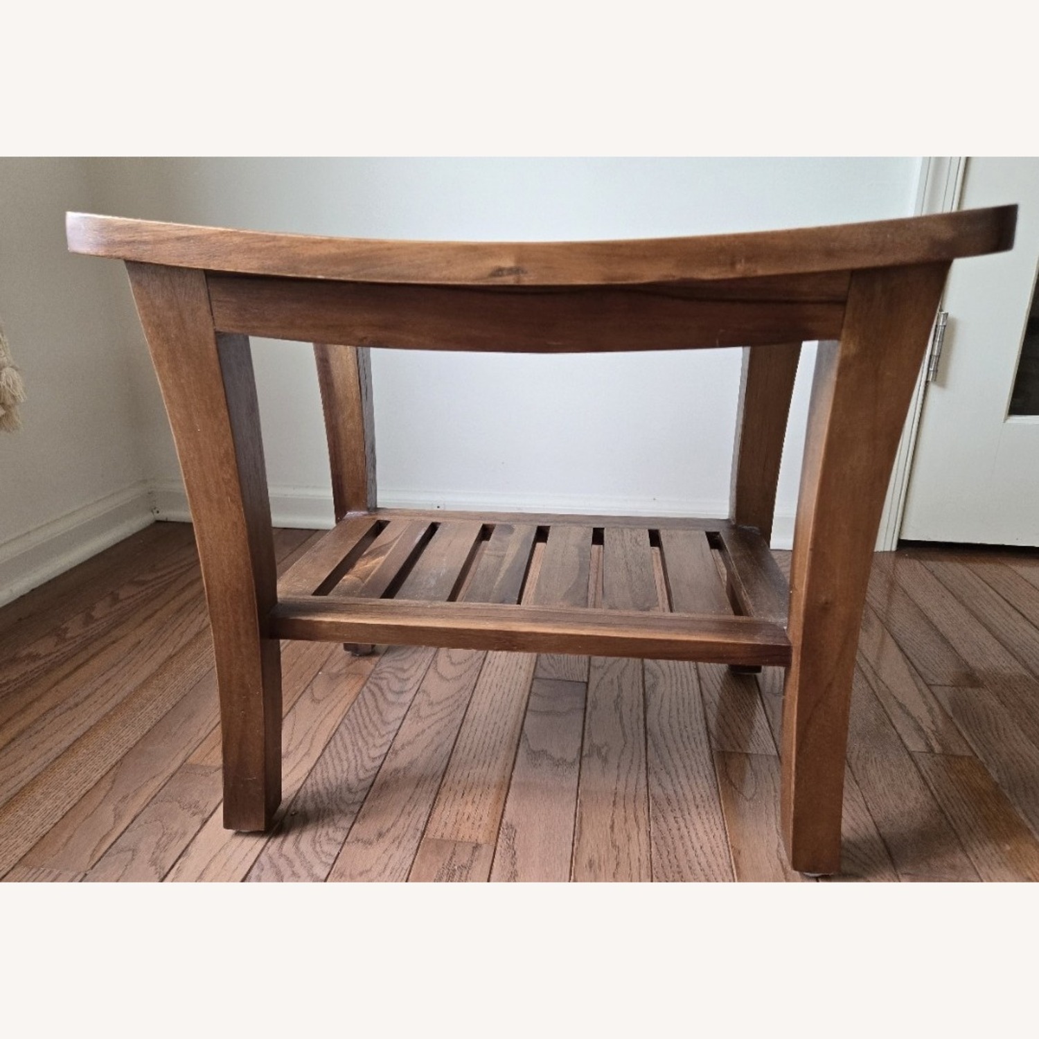 Light Brown Teak Wood Shower Bench - image-3