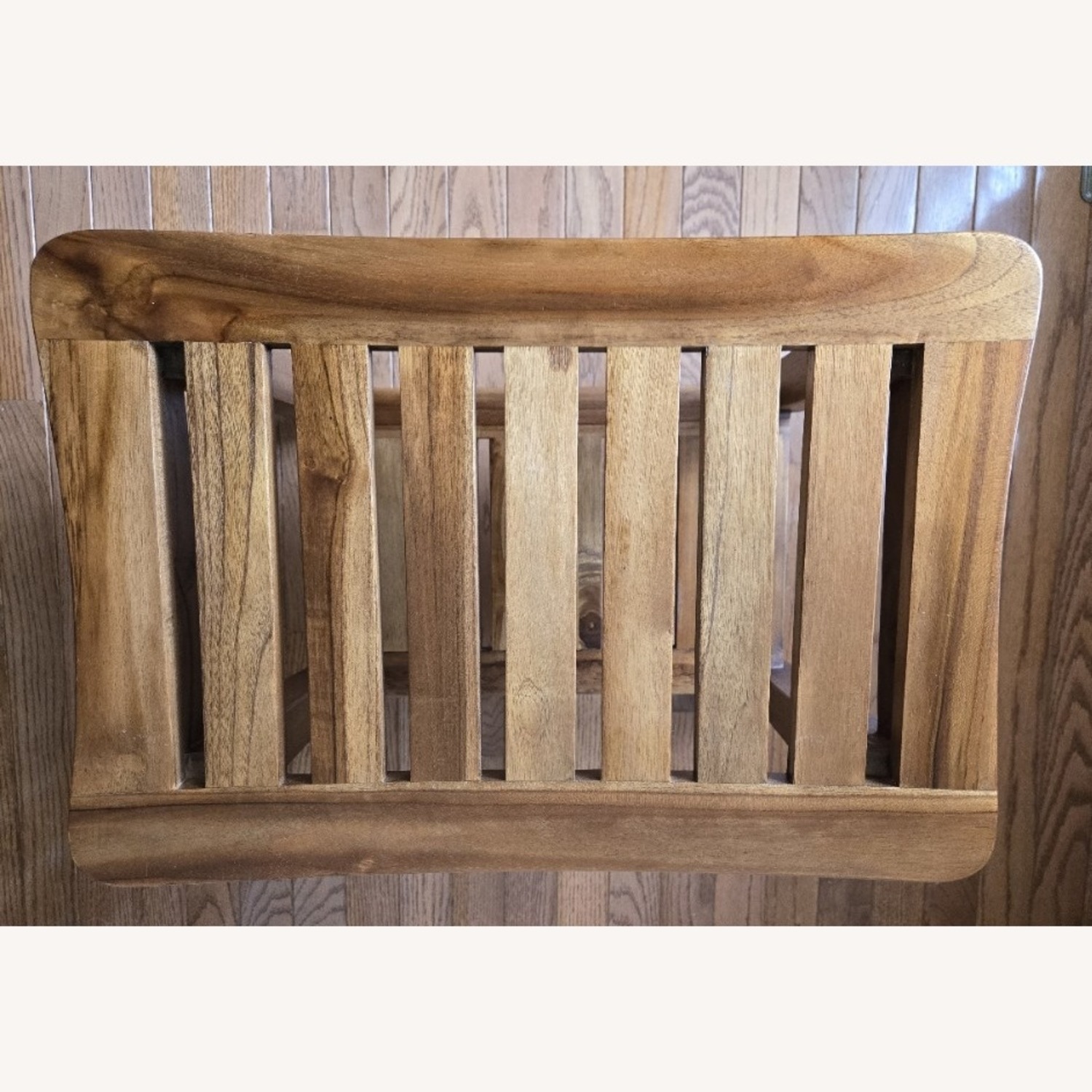 Light Brown Teak Wood Shower Bench - image-2