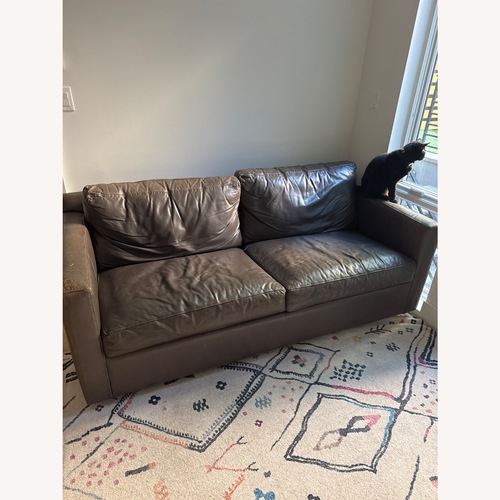 Used Crate & Barrel Barrett II Leather Sleeper for sale on AptDeco