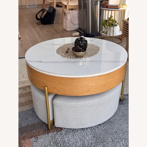 Used Lift-Top Coffee Table with Ottomans for sale on AptDeco
