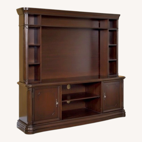 Used Ashley Furniture Dark Brown Wood Media Storage for sale on AptDeco
