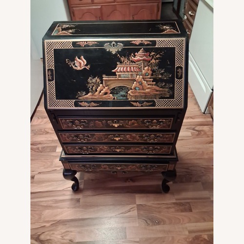 Used Vintage Chinoiserie Secretary Desk Gold Pagoda for sale on AptDeco