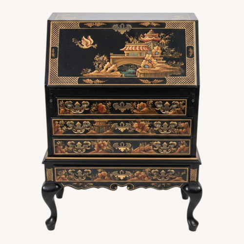 Used Vintage Chinoiserie Secretary Desk Gold Pagoda for sale on AptDeco