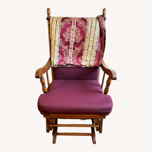 Used Wood Glider With Burgundy Cushions for sale on AptDeco
