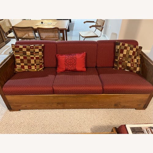Used This End Up Red Wood 3+ Seater Sofa for sale on AptDeco