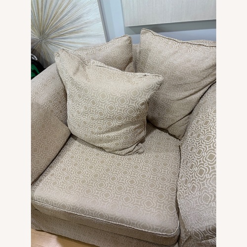 Used Oversized Arm Chair & Ottoman Trellis Pattern for sale on AptDeco